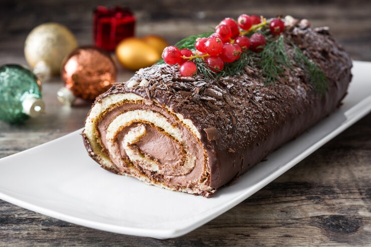 Bûche de Noël, typical French Christmas dessert